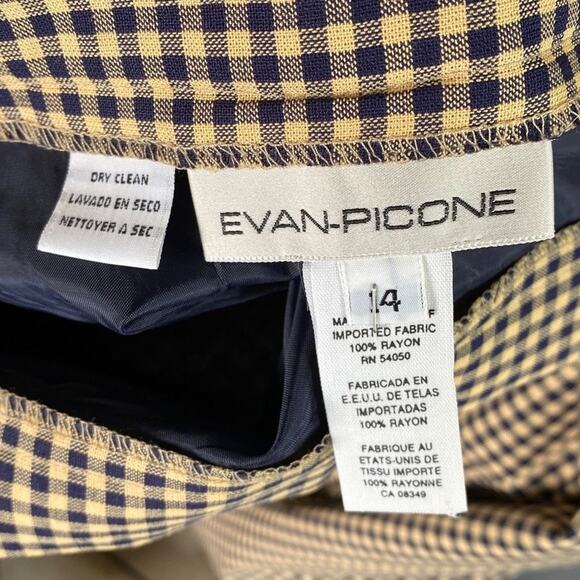 Evan Picone Women's Yellow & Blue Plaid High-Rise Straight-Leg Pants Size 14 - Picture 3 of 10